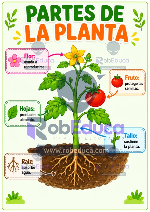 Lamina sobre las partes de la planta